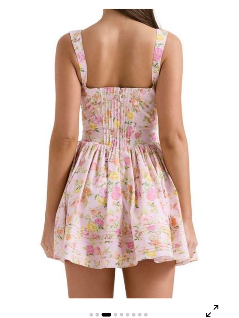 Like new! House of CB Pink Meadow Print Cotton Mini Dress Floral Corset! Size S! - Picture 8 of 11